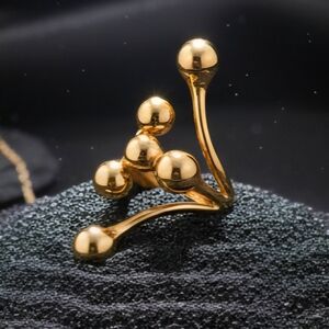 Modern Abstract Chunky Ring 18K Gold Plated Stainless Steel Bold Statement